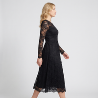 Bridget Lace Long-Sleeve Midi Dress – Black view 4
