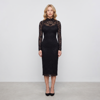 Bridget Lace Long-Sleeve Midi Dress – Black view 1
