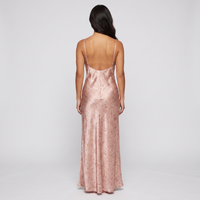 Dahlia Floral Satin Slip Maxi Dress – Blush view 3