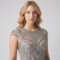 Elspeth Beaded-Bodice Gown – Silver view 5
