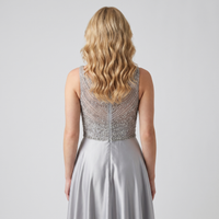 Elspeth Beaded-Bodice Gown – Silver view 3