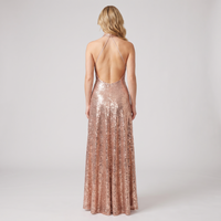 Amelia Sequin Halter Gown – Rose Gold view 3
