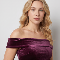 Vivian Velvet Off-Shoulder Gown – Plum view 5