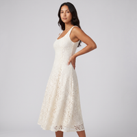 Cecilia Lace Fit-and-Flare Midi Dress – Ivory view 2