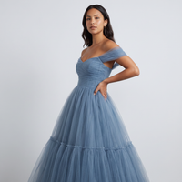 Imogen Tulle Off-Shoulder Ball Gown – Dusty Blue view 2
