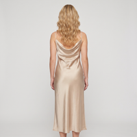 Harriet Satin Cowl Slip Midi Dress – Champagne view 3