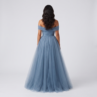 Imogen Tulle Off-Shoulder Ball Gown – Dusty Blue view 3