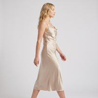 Harriet Satin Cowl Slip Midi Dress – Champagne view 4