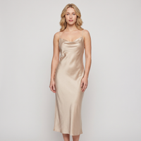 Harriet Satin Cowl Slip Midi Dress – Champagne view 1