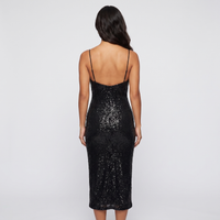 Josie Sequin Slip Midi Dress – Black view 3