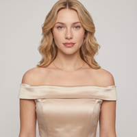 Eloise Satin Bardot Midi Dress – Champagne view 5
