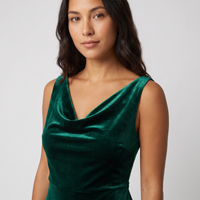 Rafaela Velvet Cowl Slip Gown – Emerald view 5