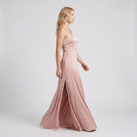 Camille Satin One-Shoulder Gown – Blush view 4