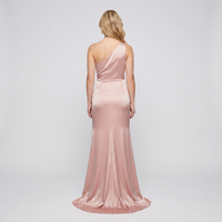 Camille Satin One-Shoulder Gown – Blush view 3