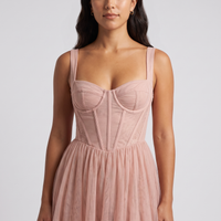 Ada Tulle Corset Midi Dress – Blush view 5
