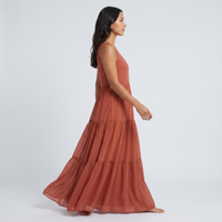 Nell Chiffon Tiered Maxi Dress – Terracotta view 4