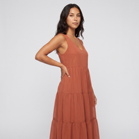 Nell Chiffon Tiered Maxi Dress – Terracotta view 2