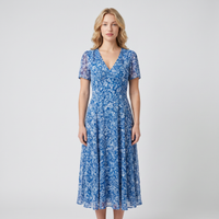 June Floral Chiffon Midi Dress – Blue view 1