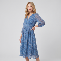 June Floral Chiffon Midi Dress – Blue view 2