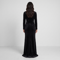 Bronwyn Velvet Long-Sleeve Gown – Black view 3