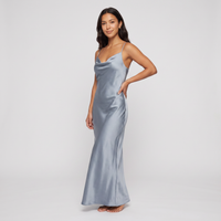 Opal Satin Cowl Slip Maxi Dress – Silver-Blue view 2