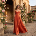 Amalfi Pleated Satin Maxi Dress – Sunset Orange – lifestyle