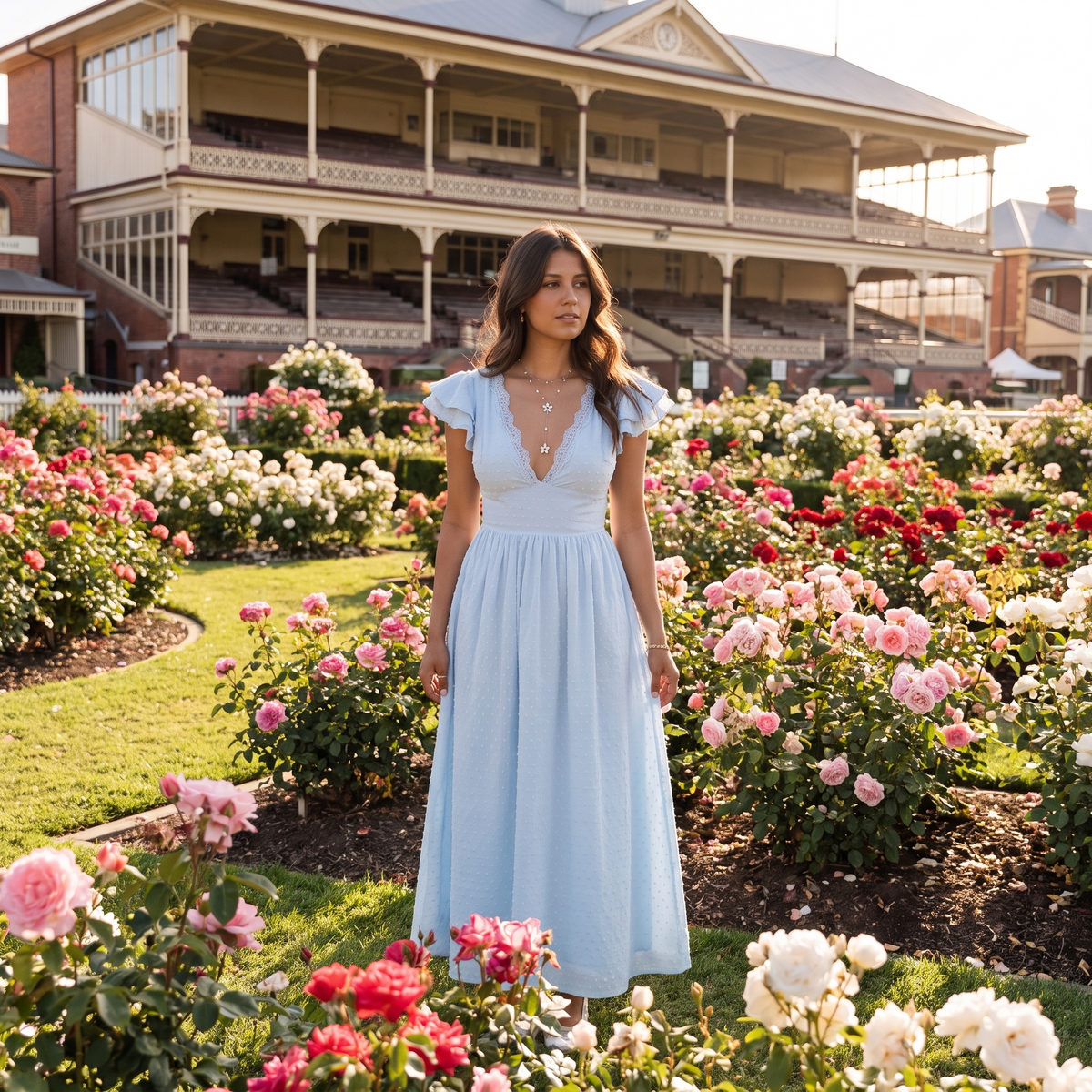 Angelique Floral Midi Dress – Icy Blue – lifestyle