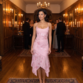 Astrid Beaded Chiffon Midi Dress – Pink – lifestyle