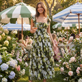 Belladonna Square Neck Ruffle Strap Floral Maxi Dress – Green Floral – lifestyle