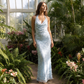 Bellamy Halter Cowl Sequin Maxi Dress – Light Blue – lifestyle