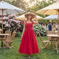 Carmine Square Neck Maxi Dress – Red – lifestyle