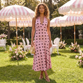 Dorothea Halter Neck Polka Dot Maxi Dress – Pink Dot – lifestyle