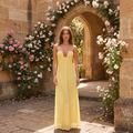 Elara Strapless Plunge Mesh Maxi Dress – Yellow – lifestyle