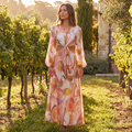 Esme Long Sleeve Tie Front Maxi Dress – Pink – lifestyle