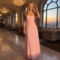 Evangelina Ruched Bust Chiffon Maxi Dress – Pink – lifestyle