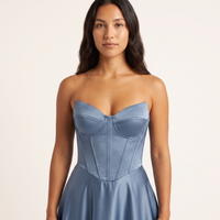 Evangeline Corset Ball Gown – Dusty Blue view 4