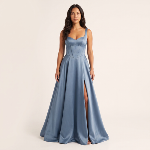 Evangeline Corset Ball Gown – Dusty Blue