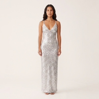 Aurora Sequin Maxi Dress – Silver view 1