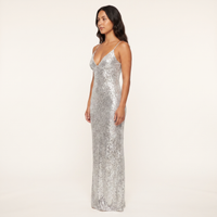 Aurora Sequin Maxi Dress – Silver view 3