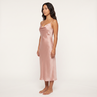 Margot Satin Cowl Slip Midi Dress – Blush Pink view 3