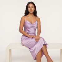 Aurelie Satin Cowl Slip Midi Dress – Lilac view 5