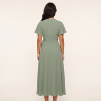 Juniper Wrap Midi Dress – Sage Green view 2