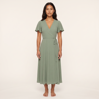 Juniper Wrap Midi Dress – Sage Green view 1