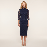 Cordelia Lace High-Neck Midi Dress – Navy view 1