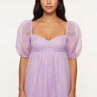 Primrose Organza Puff-Sleeve Midi Dress – Lilac view 4
