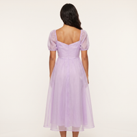 Primrose Organza Puff-Sleeve Midi Dress – Lilac view 2