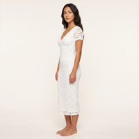 Genevieve Lace Midi Dress – White view 3
