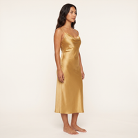 Halle Satin Cowl Slip Midi Dress – Gold view 3