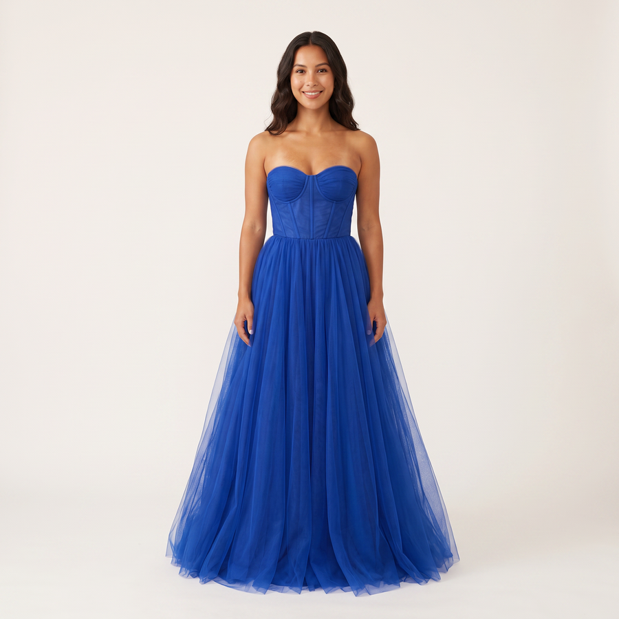 Celestia Tulle Corset Ball Gown – Cobalt