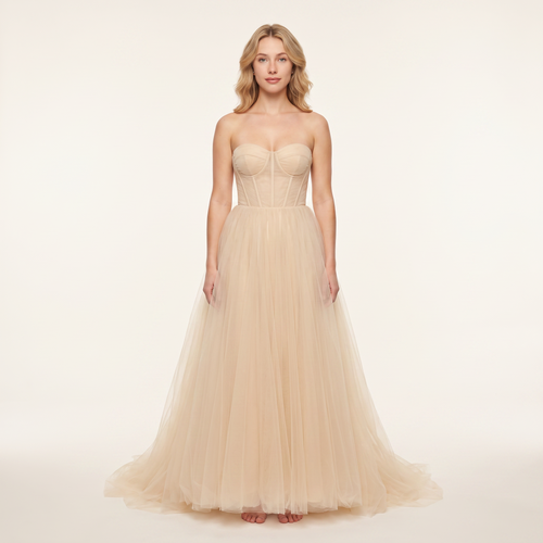 Noor Tulle Ball Gown – Champagne